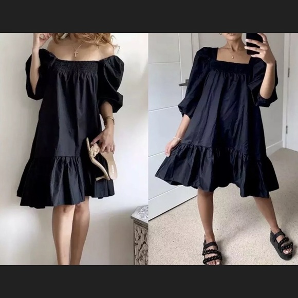 H&M Conscious Puff-Sleeved Cotton Dress - Picture 11 of 14